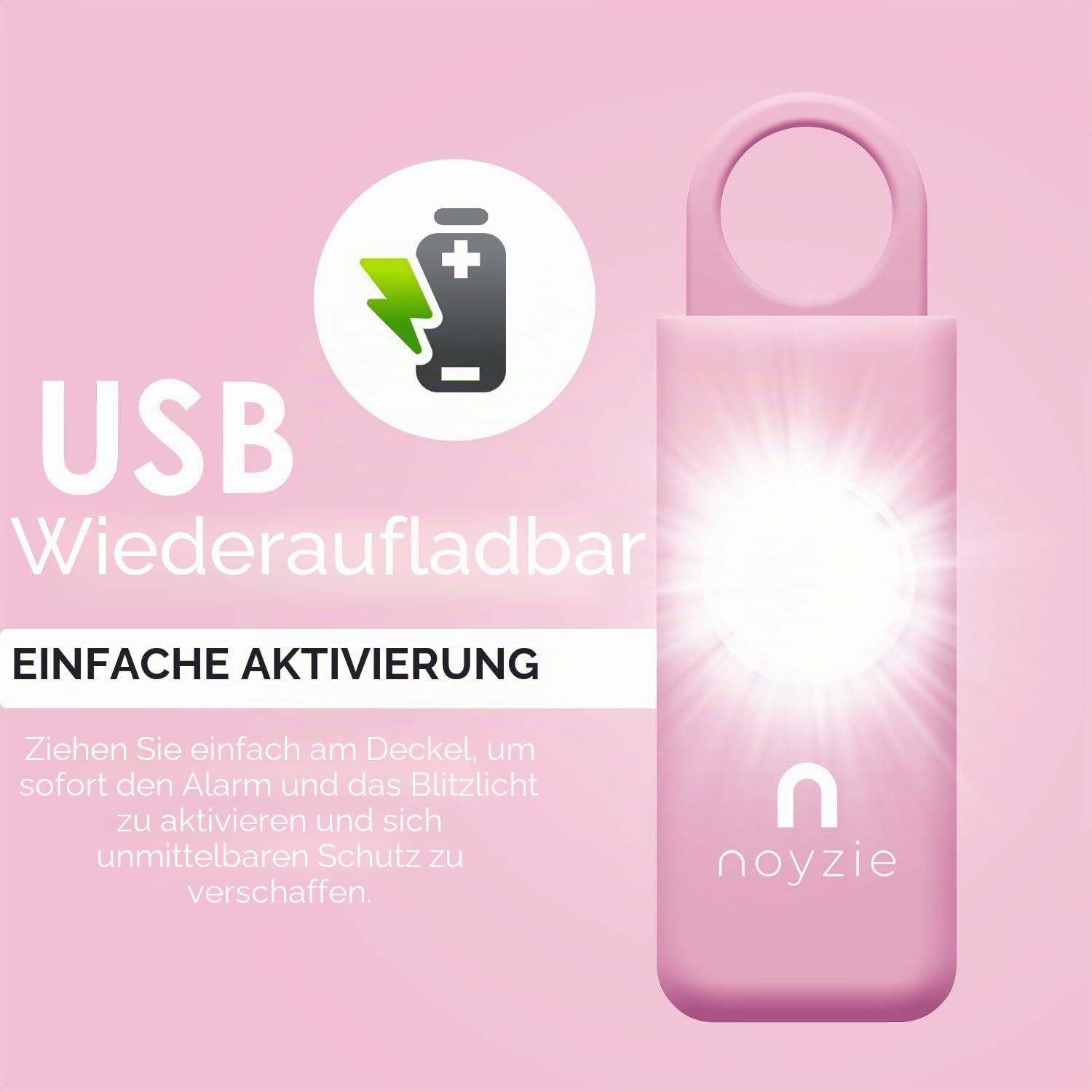 Personenalarm für Frauen mit GPS-Tracker – finde geliebte Menschen über Apple „Wo ist?“ App – USB-ladbarer 130dB Sicherheitsalarm, Bluetooth-Schlüsselfinder & Batterieanzeige Rosa GPS
