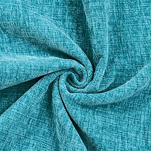 Image of CaliTime Pack of 2 Cozy Throw Pillow Covers Cases for Couch Sofa Home Decoration Solid Dyed Soft Chenille 12 X 12 Inches Lake Blue