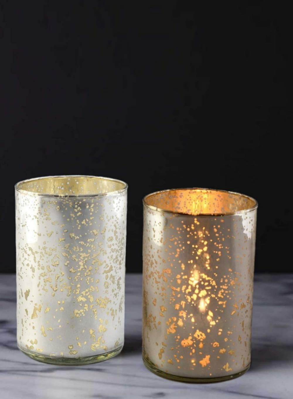 Serene Spaces Living Antique Silver Cylinder Vase, Vintage-Style Handmade Mercury Glass Finish for Weddings, Parties, Events, 6" Tall and 3.5" Diameter, Pack of 12
