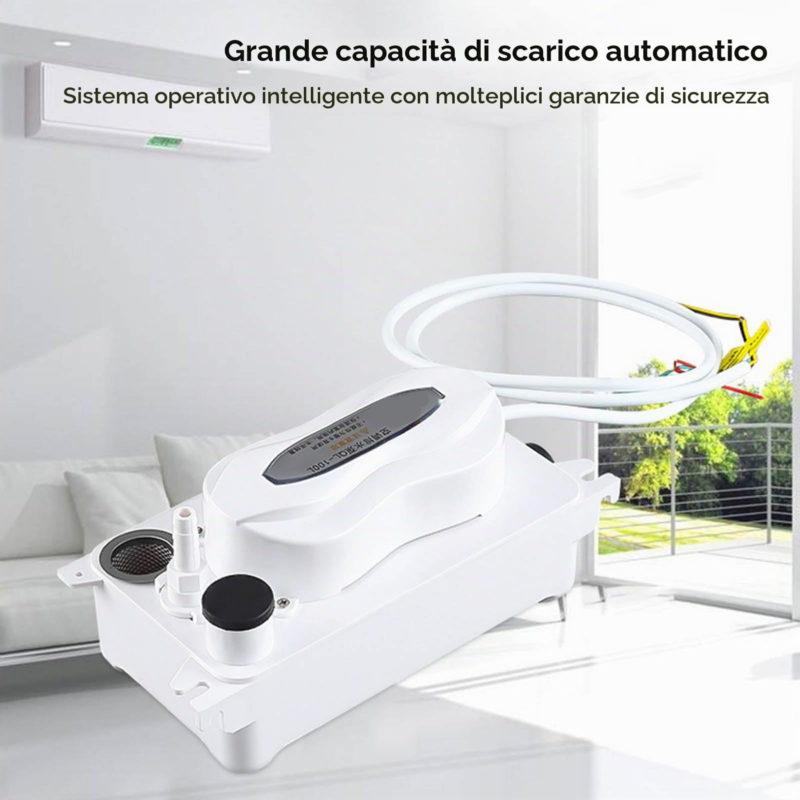 Focket Pompa Automatica per la rimozione della condensa, Pompa di condensazione con Interruttore di Sicurezza e Serbatoio dell'Acqua 0,63 QT/0,6 L per HVAC, condizionatore d'Aria