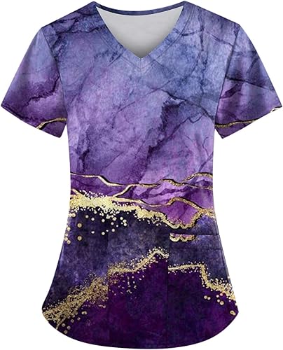 Camiseta quirúrgica para mujer, manga corta, uniforme de trabajo con bolsillo