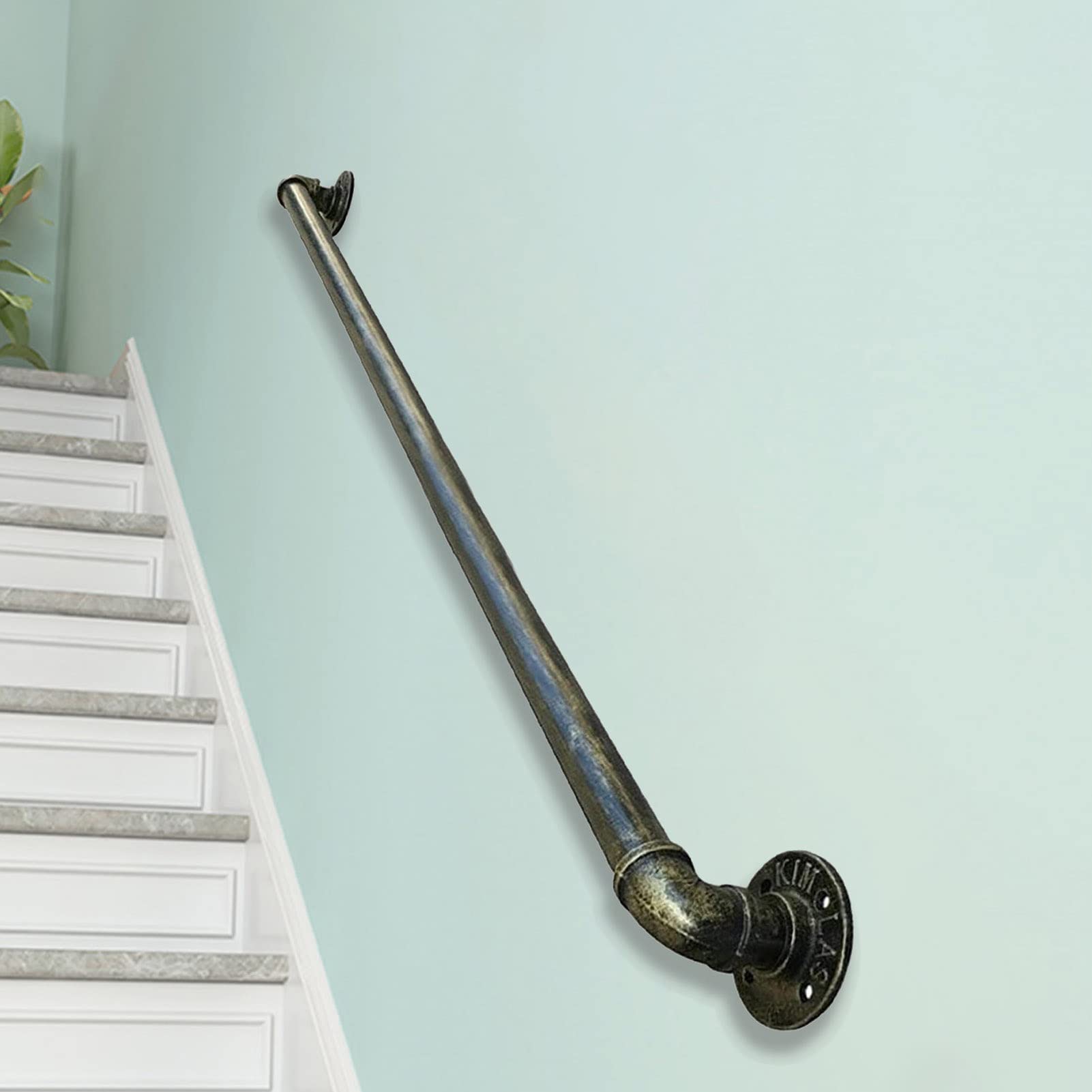 Rampe d'escalier intérieur et extérieur en bronze, main courante murale rustique en fer