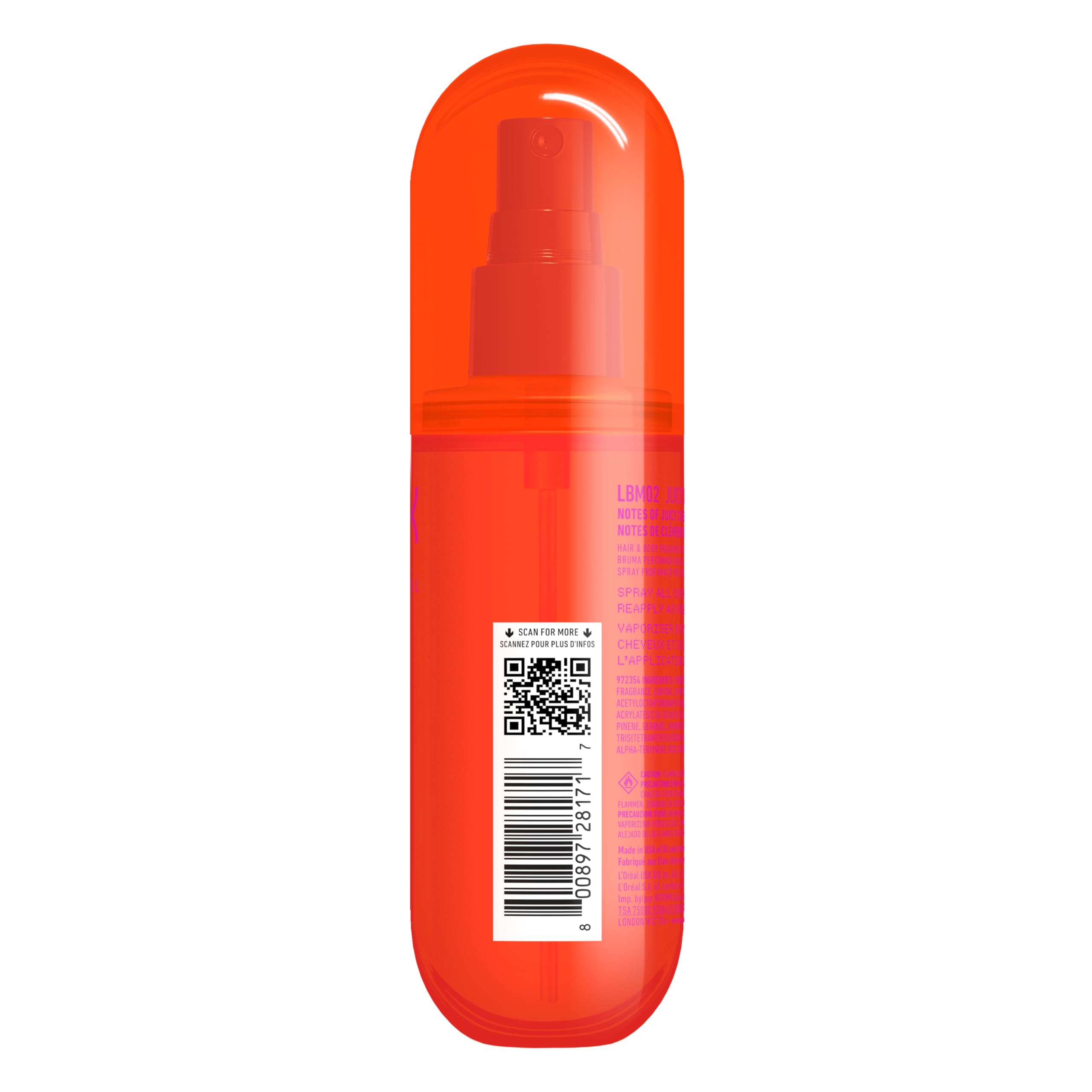 NYX Professional Makeup Fat Oil Body Mist Spray Corpo e Capelli, Fragranza Dolce, Effetto Delicato, Note di Clementina e Mango, Juicy Boo, 160 ml
