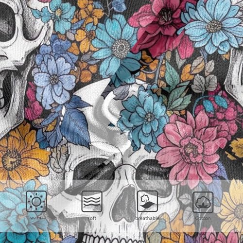 Toddler Underwear Floral 2t Cotton Little Girl Panties Artistic Briefs Underpants Black White Skulls Vibrant Floral3