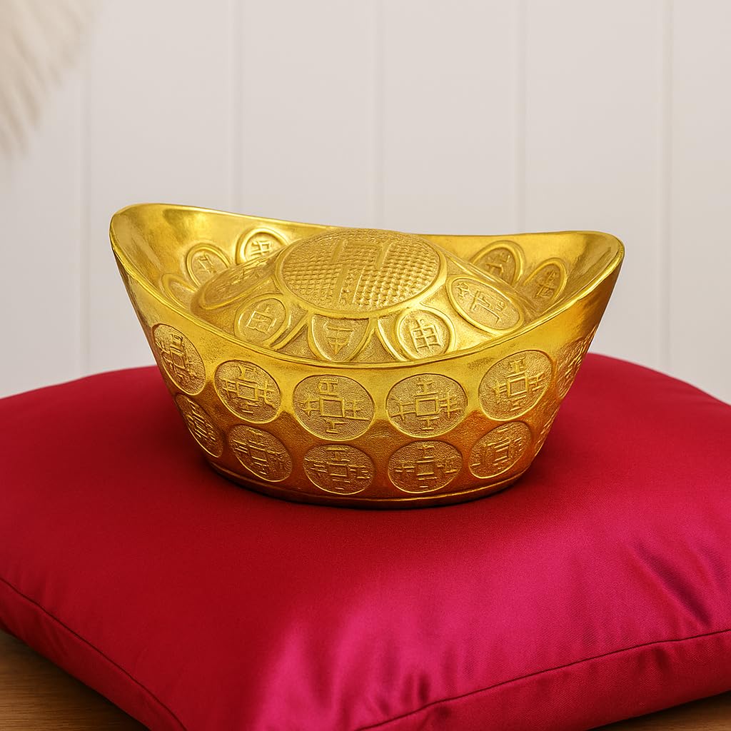 Vastu/Feng Shui Metallbarren für Reichtum, Glück, Erfolg, Glück und Wohlstand, dekoratives Vorzeigenstück, goldfarben