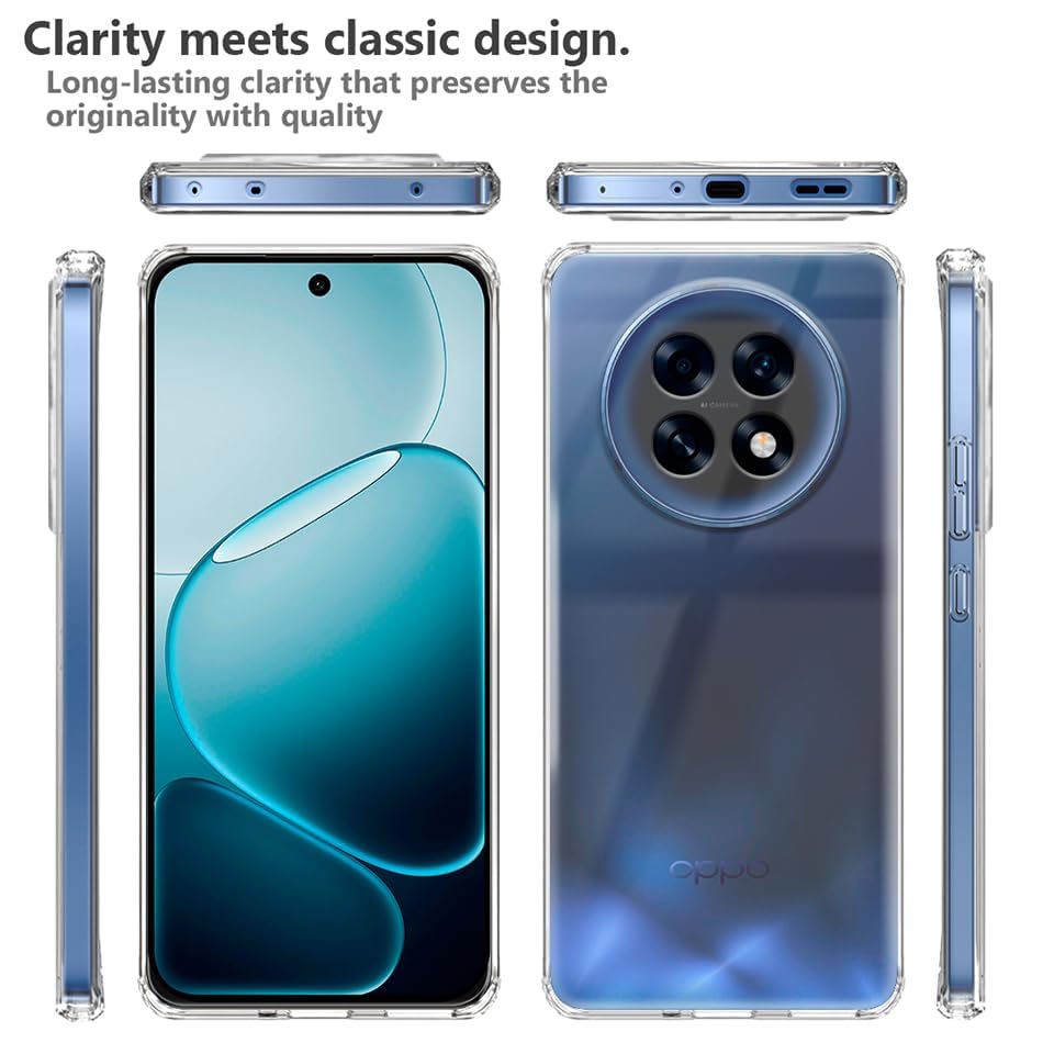 Image of REALCASE Silicone Back Cover Case, Scratch Resistant Protective Crystal Clear Transparent Shock Proof Back Cover Case for Oppo F31 Pro Plus 5G