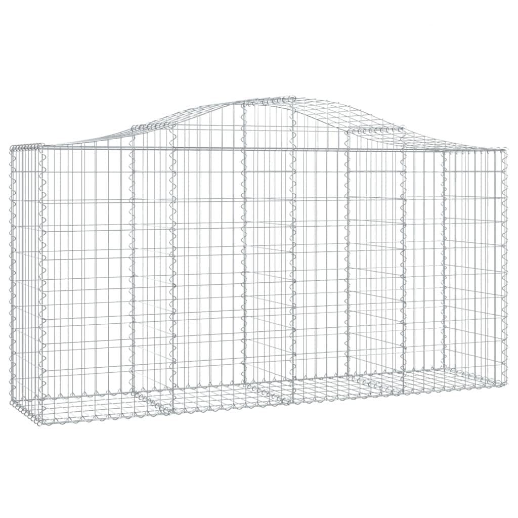 Gaviones con arco alto, 30 unidades, 200 x 50 x 100/120 cm, hierro galvanizado | Robusto gavión de hierro galvanizado como protección contra el viento y decoración para jardín, jardín delantero o terraza.