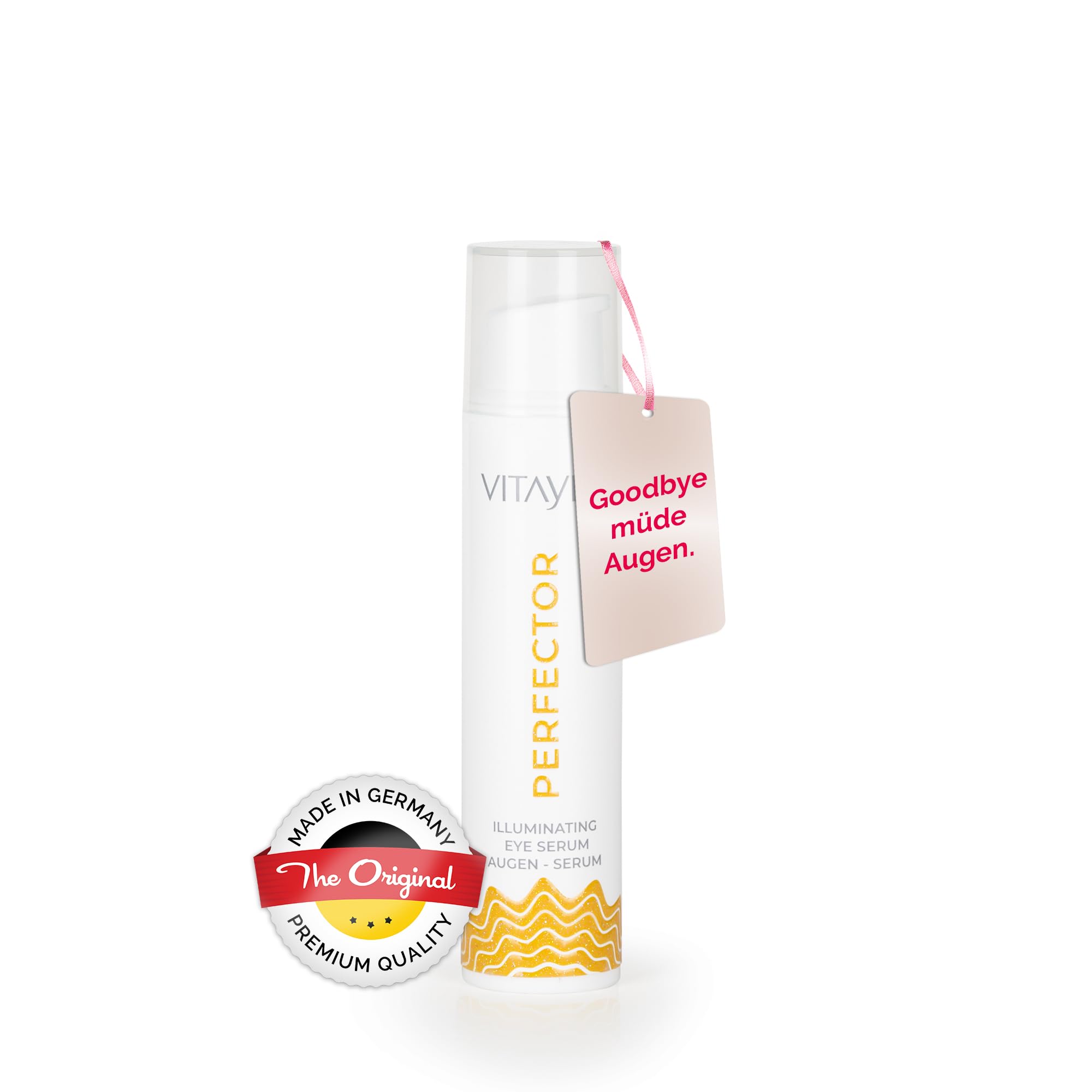 Vitayes Perfector Augenserum – Anti-Aging Serum gegen Augenringe, Tränensäcke & Falten – Straffendes Augenpflege-Gel mit Soforteffekt – Vegan, 15 ml