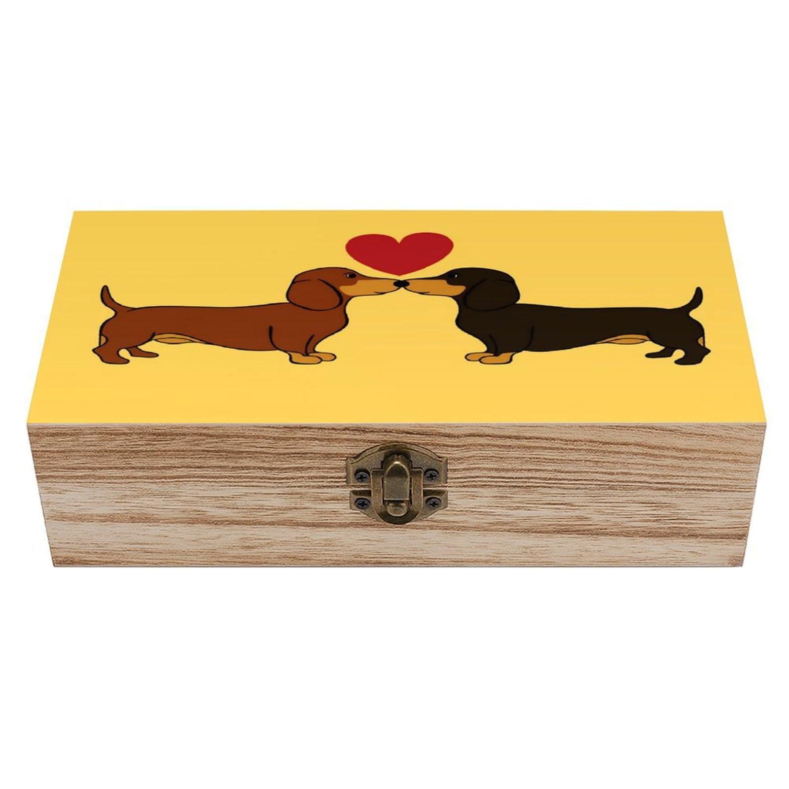 asbwuo Dogs Vintage Wooden Keepsake Box