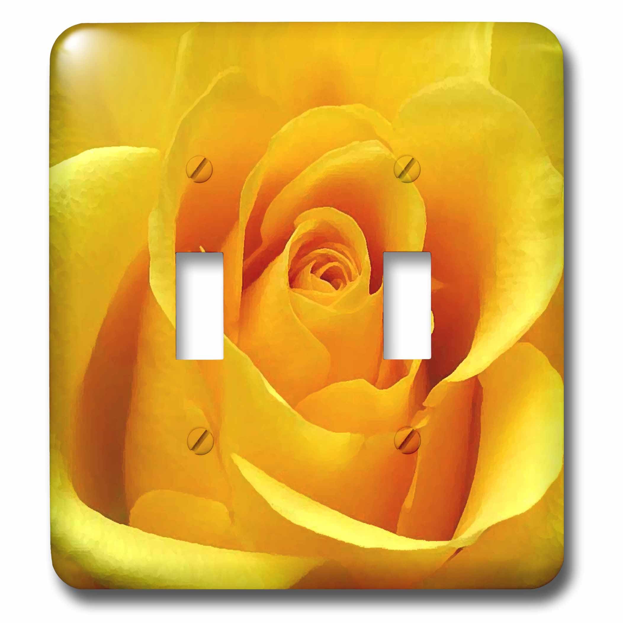 Interrupteur double rose jaune 3dRose Lsp_3648_2 plaque de commutation decorative