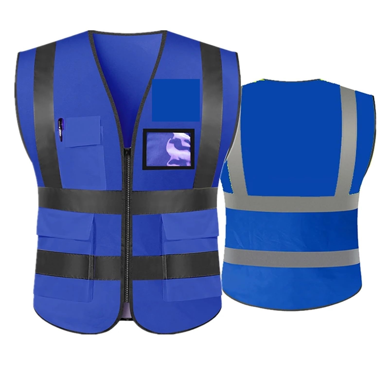 Chaleco reflectante de seguridad, chaleco de trabajo de alta visibilidad, uniformes de trabajo de construcción, seguridad de ingeniero, 1 Uds.(Orange Blue,XXXL-Chest 148cm)