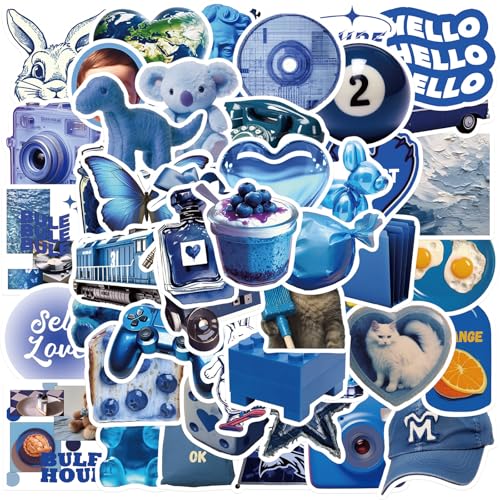 50 PCS Cute Blue Girl Stickers Y2K Aesthetic Sticker for Kids Teens Girls Boys Funny Waterproof Vinyl Decals for Water Bottles Laptop Luggage Computer Mobile Phone Skateboard (Blue)