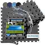 bemaxx Protector Suelo Piscinas Desmontables Esterilla Piscina - Set de 54 Alfombrillas Lona Piscina Tapiz Suelo Goma EVA Base Piscina Alfombra Protectora Puzzle de Suelo para Jacuzzi Piscina Infantil