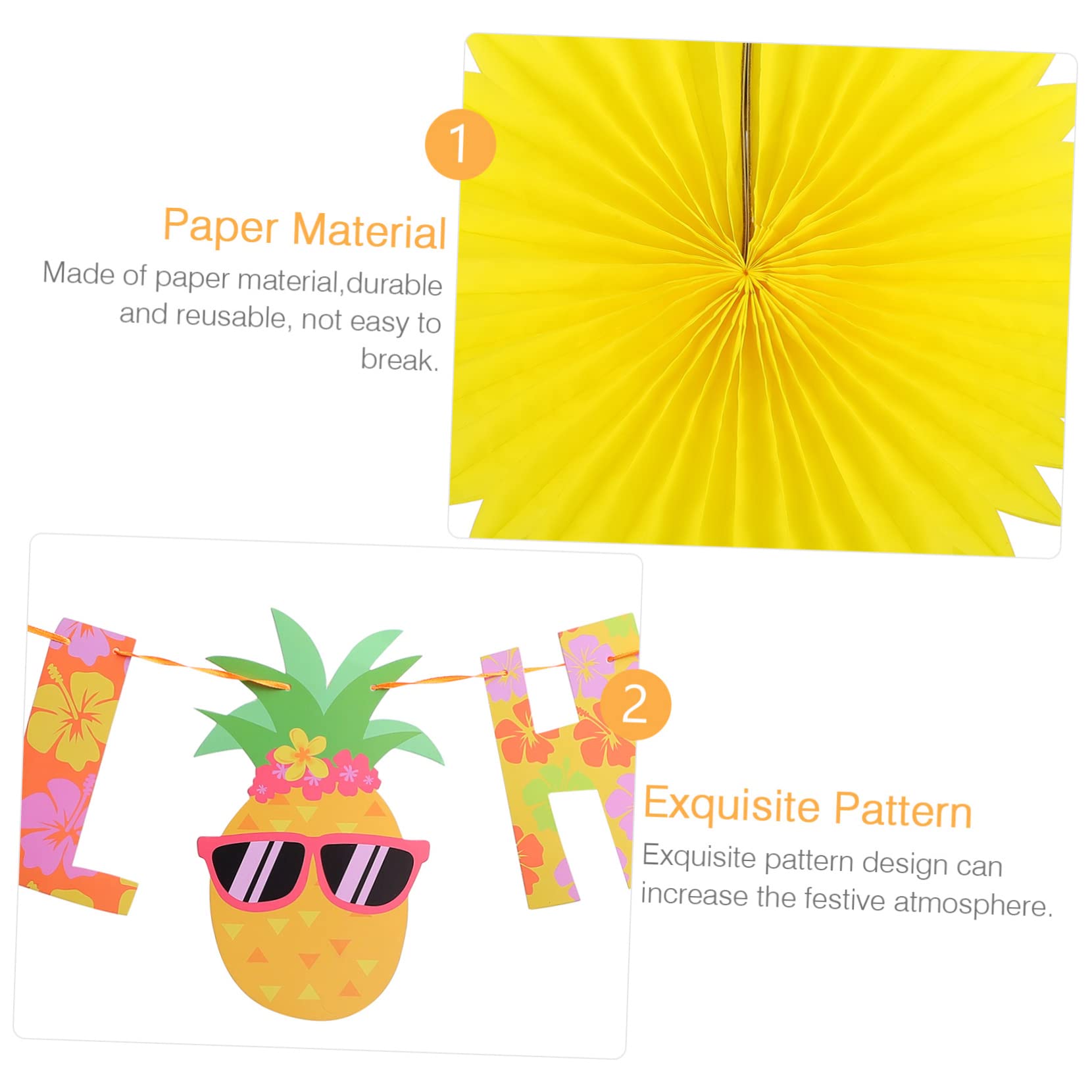 Pallone Decorativo Estivo Hawaiano Frutto Ananas e Ghirlanda Aloha per Feste Estive