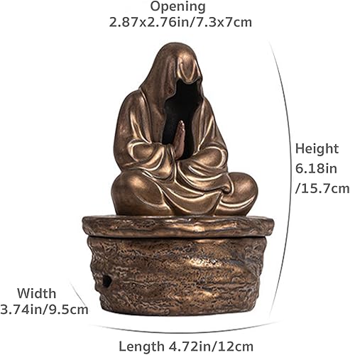 Miniatura 4 de Soporte de incienso de cerámica para cono y bobina, soporte para quemador de incienso, decoración zen con diseño de estatua de Buda, protección
