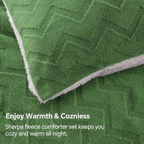 Image of BEDELITE Fluffy Sherpa Twin Comforter Set,Sage Green