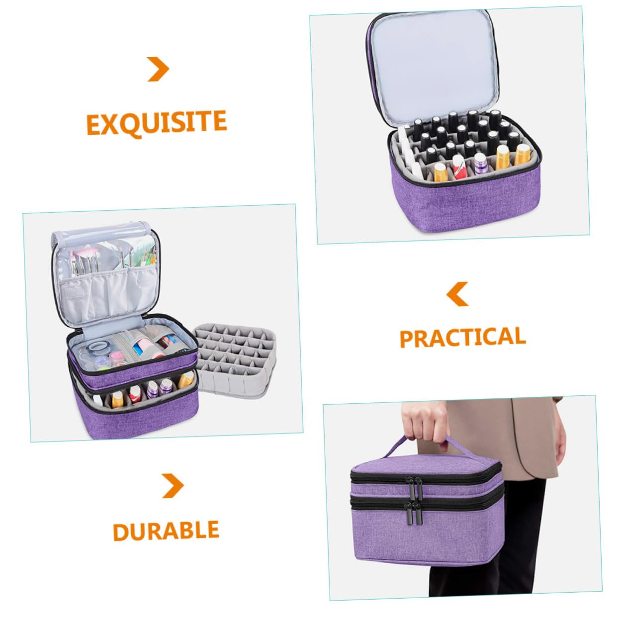 Homoyoyo Valigetta per Smalto Doppio Strato Custodia per Oli Essenziali Borsa Portaoggetti Portatile e Resistente per Trucco e Viaggi