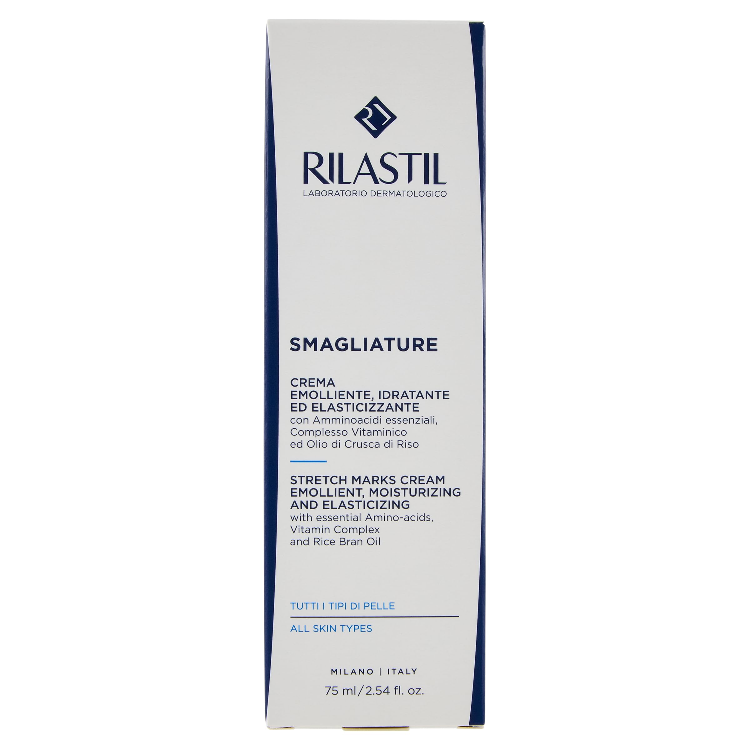 Rilastil Dehnungsstreifen-Creme, Pflegt, Spendet Feuchtigkeit und Lindert Wachstumsstreifen, 75 ml