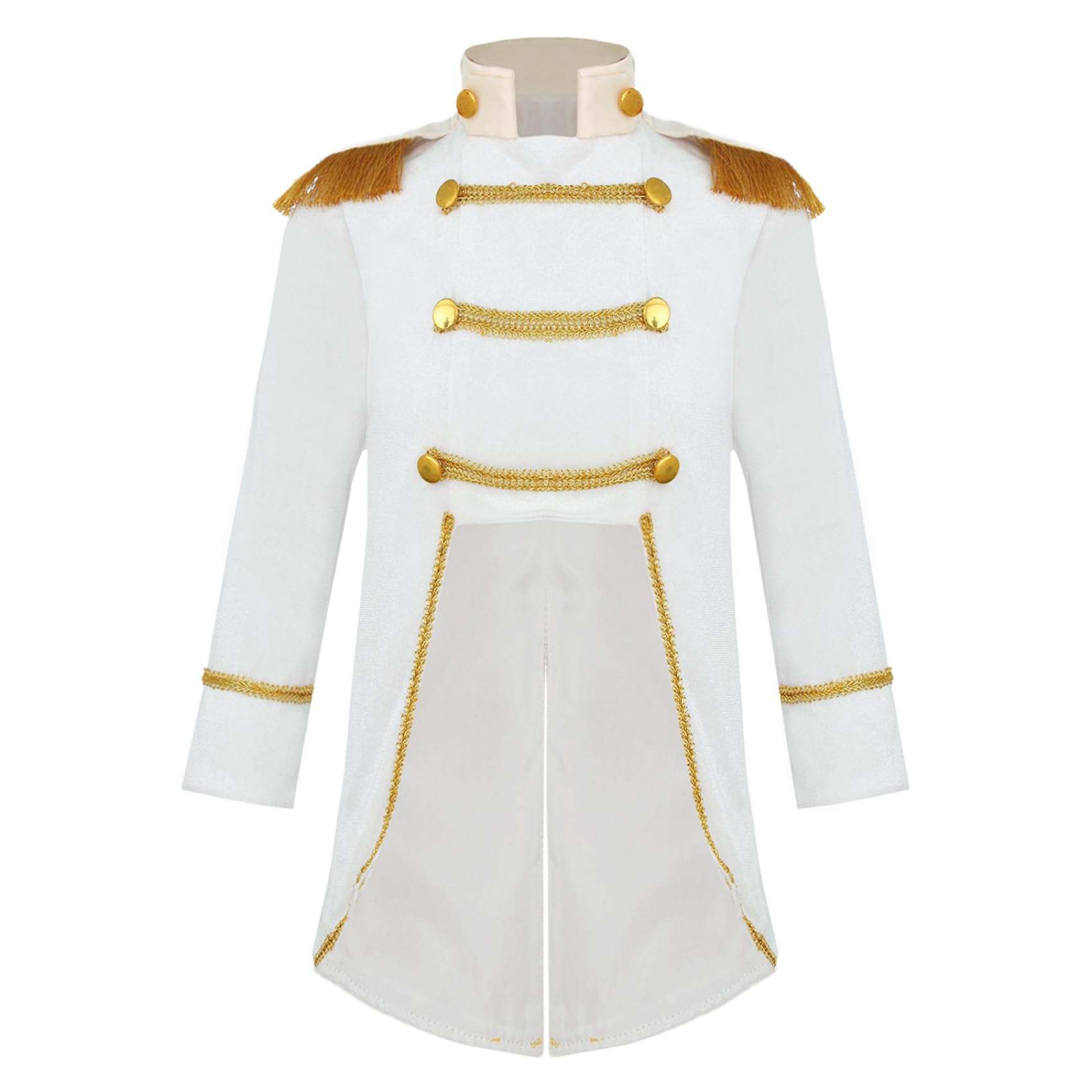 Riismen Baby Boys Medieval Prince Costume Velvet Long Sleeve Tailcoat Romper Jacket for Party White 2-3 Years