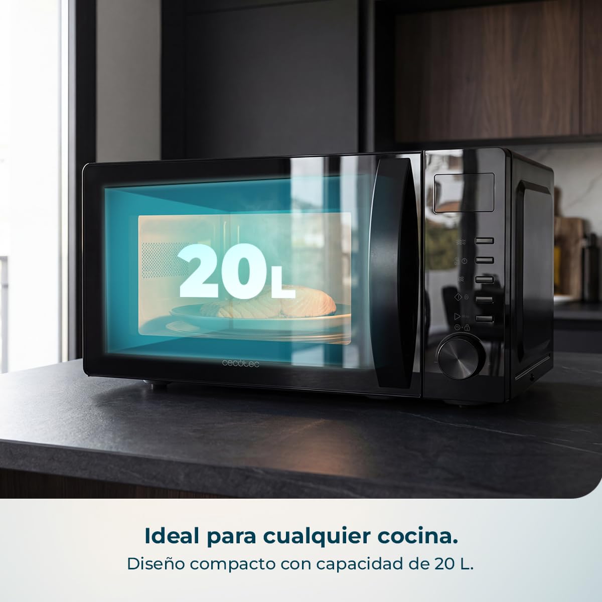 Cecotec Microondas con Grill Proclean 5105 Black. 700W, 20L, Tecnología 3DWave, Grill, 5 Niveles Potencia, Temporizador 30 Min, Descongelación, Pantalla con Reloj, Gratinados Perfectos - 2