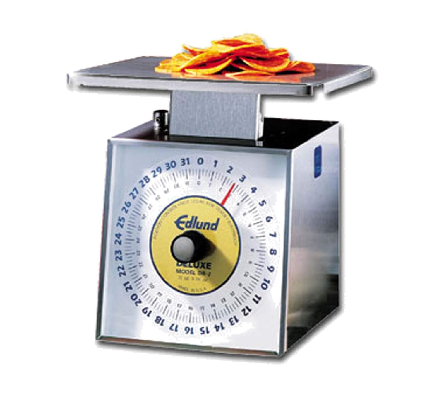 Edlund DR-1 16 oz Deluxe Rotating Dial Premier Series Portion Scale | Food Preparation Kitchen Accessory with 6" x 6.75" Platform and Air Dashpot for Buffet, 6.38"W x 6.5"D x 9"H, Stainless Steel, NSF