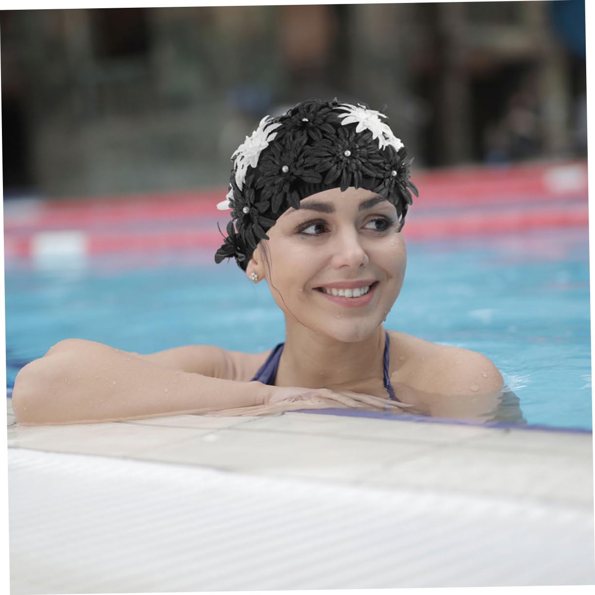 Sosoport 2piezas Gorro De Baño Floral para Mujer Divertido con Estampado Floral Adecuado para Piscina y Natación