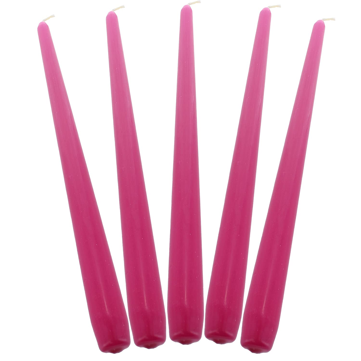 Deli Supplies Dinner Party Christmas Table Decor Bistro Candles Non Drip Tapered 9” 24cm Tall Taper Candle 7 Hour Burn Time Smokeless and Dripless Quality Wax (Fuchsia, 5)