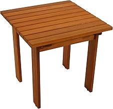 DEGAMO Rijeka Side Table Garden Table 46 x 46 x 44 cm Eucalyptus Brown Oiled Indoor and Outdoor Use