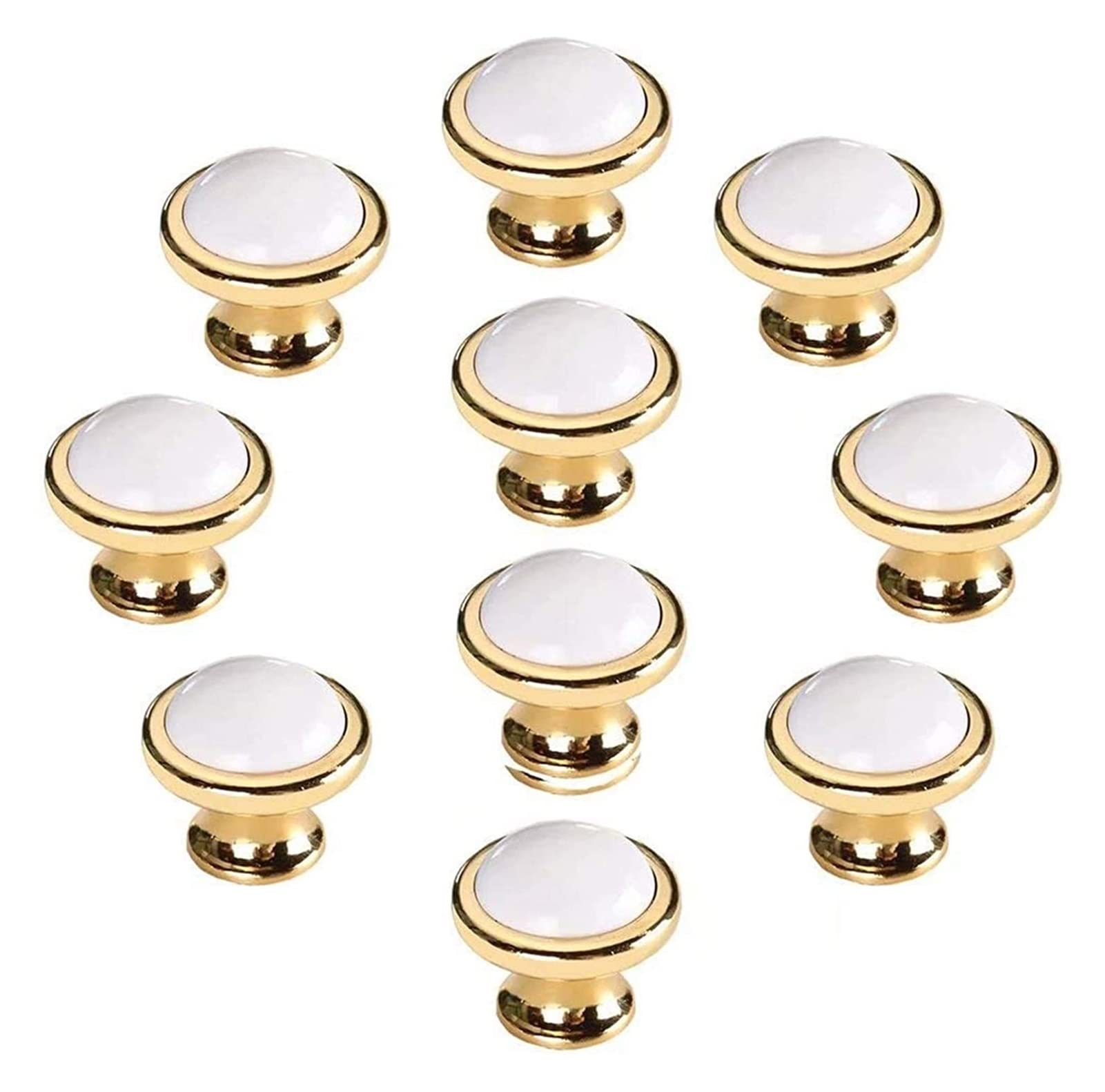 Kitchen Cabinet Handle 10 Pcs Vintage Style Classic White Ceramic Drawer Knobs Dresser Cabinet Cupboard Wardrobe Pull Handles Door Knobs (Color : Golden, Size : Hole distance 160mm)