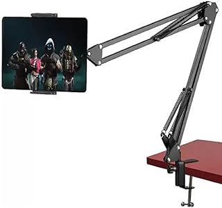 Tabletop Cell Phone Tablet Stand, Gooseneck Flexible Lazy Arm Bracket for Both Mobiles and Tablets Device 4~11 inches Diagonal inches Display Mount for Desktop Bedroom, Office, Kitchen