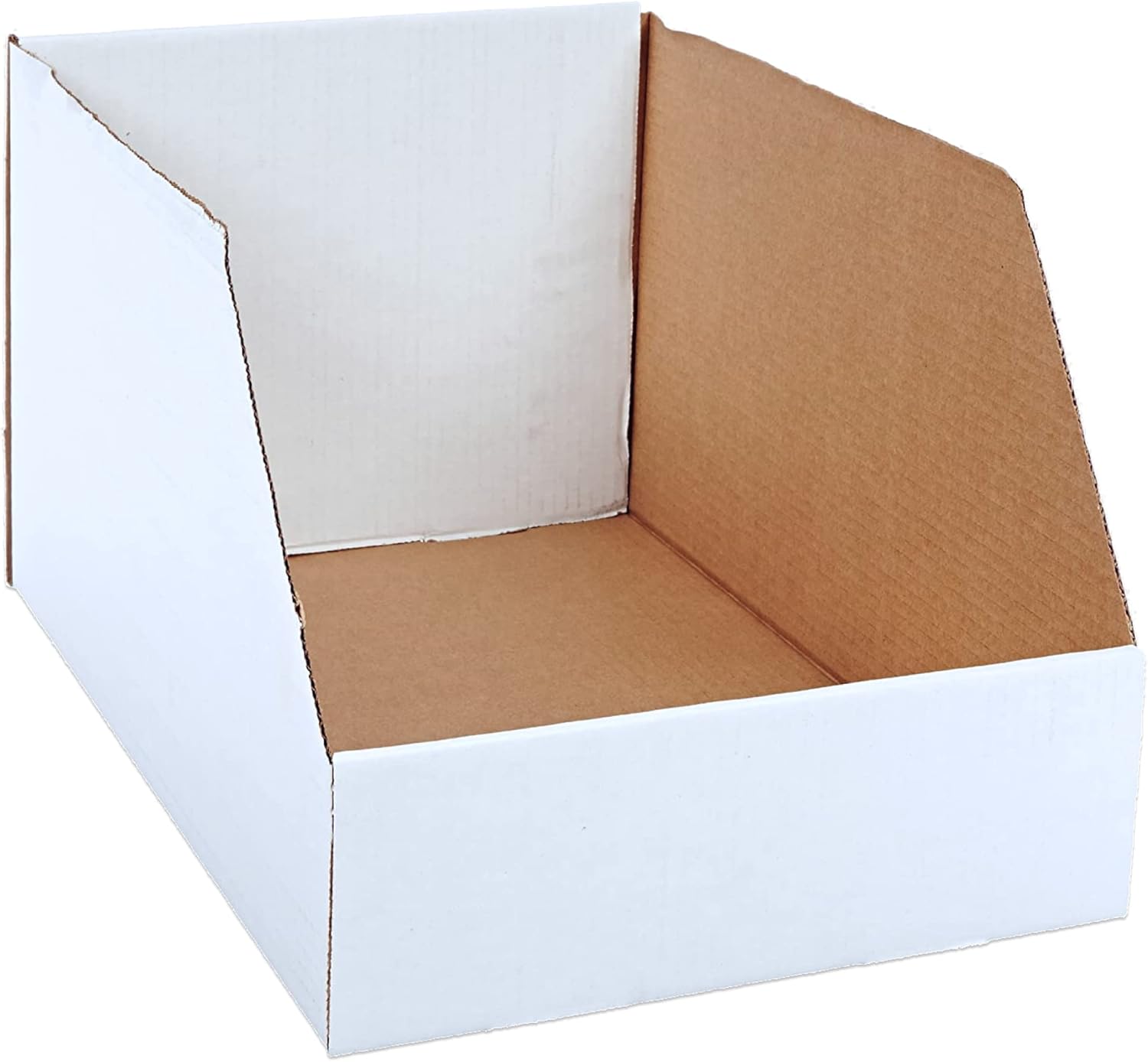 AVIDITI Corrugated Cardboard Storage Bins Holder Large 18 x 12 x 10 (25 Pack), Open Top Durable and Ideal for Organizing Parts Bin Work Areas Packing Moving and Storage - White, 50 Pack