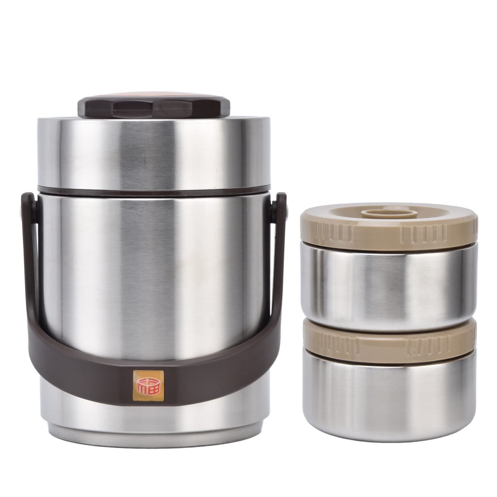Jenngaoo Termo Aislado 1500ml Acero Inoxidable para Comida Fría/Caliente, Bento Apilable 3 Niveles con Tapa Antifugas, Ideal para Viajes, Trabajo y Escuela