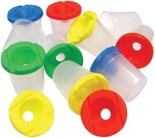 Kabeer Art रंगीन नॉन-स्पिल पेंट पॉट और ढक्कन - 2 का सेट - स्कूल, कला और शिल्प संसाधन