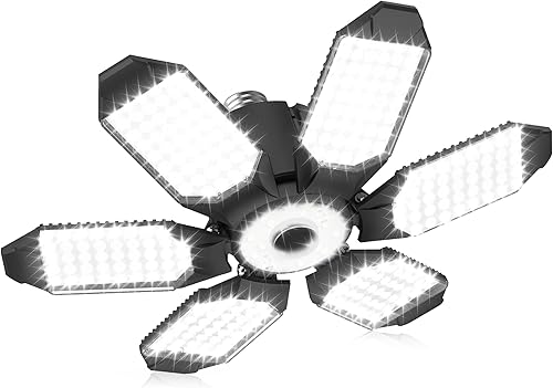 Miniatura 7 de LED Garage Light Bulbs, 100W 10000LM Garage Lights Ceiling Led with 5 Adjustable Panels, 6000K E26E27 Screw in Shop Lights for Garage Workshop