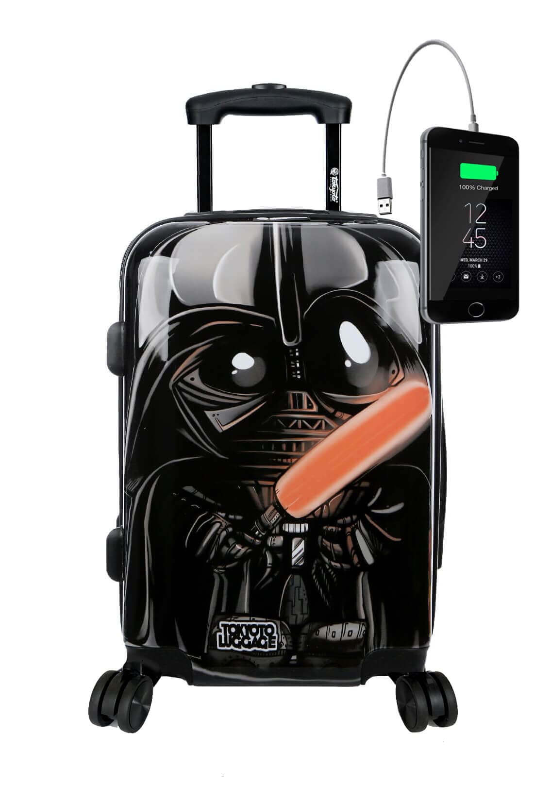 TOKYOTO - Valigia Da Cabina Divertente Per Bambini Adolescenti Ragazzi Fans Dei Cartoni Animati Guerre Stellari Bagaglio Mano USB 55x40x20 cm Trolley 55x35x20 Valigia 10Kg Rigida Black Empire