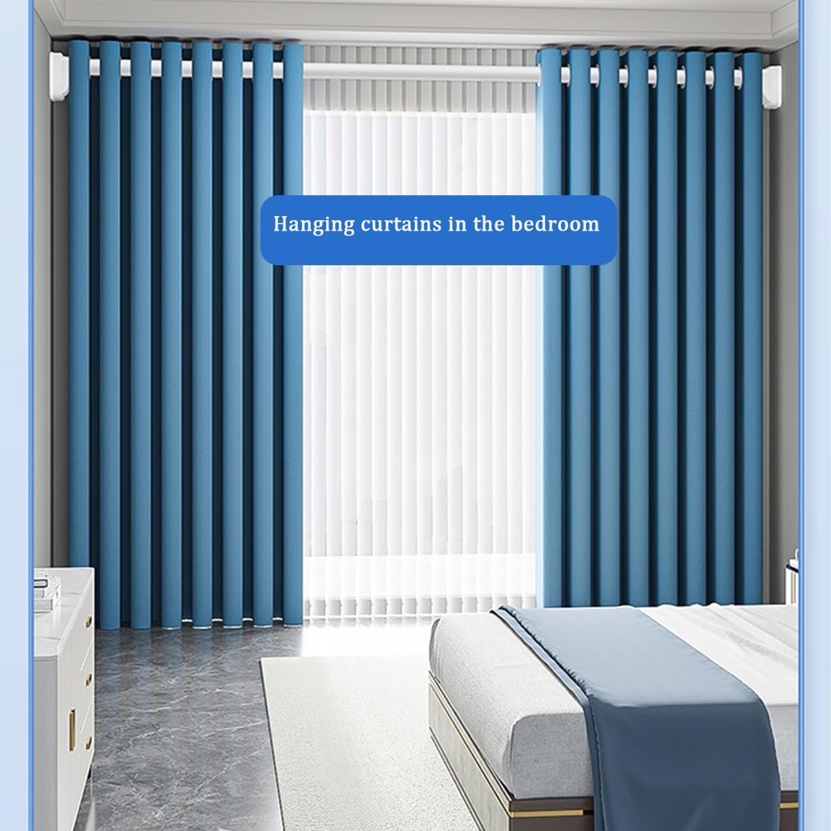 Gardinenstange Multifunktionale Ohne Bohren Ø33mm 40-500cm Spannstange Ausziehbar für große Fenster und Terrasse(SUS,310-400CM)