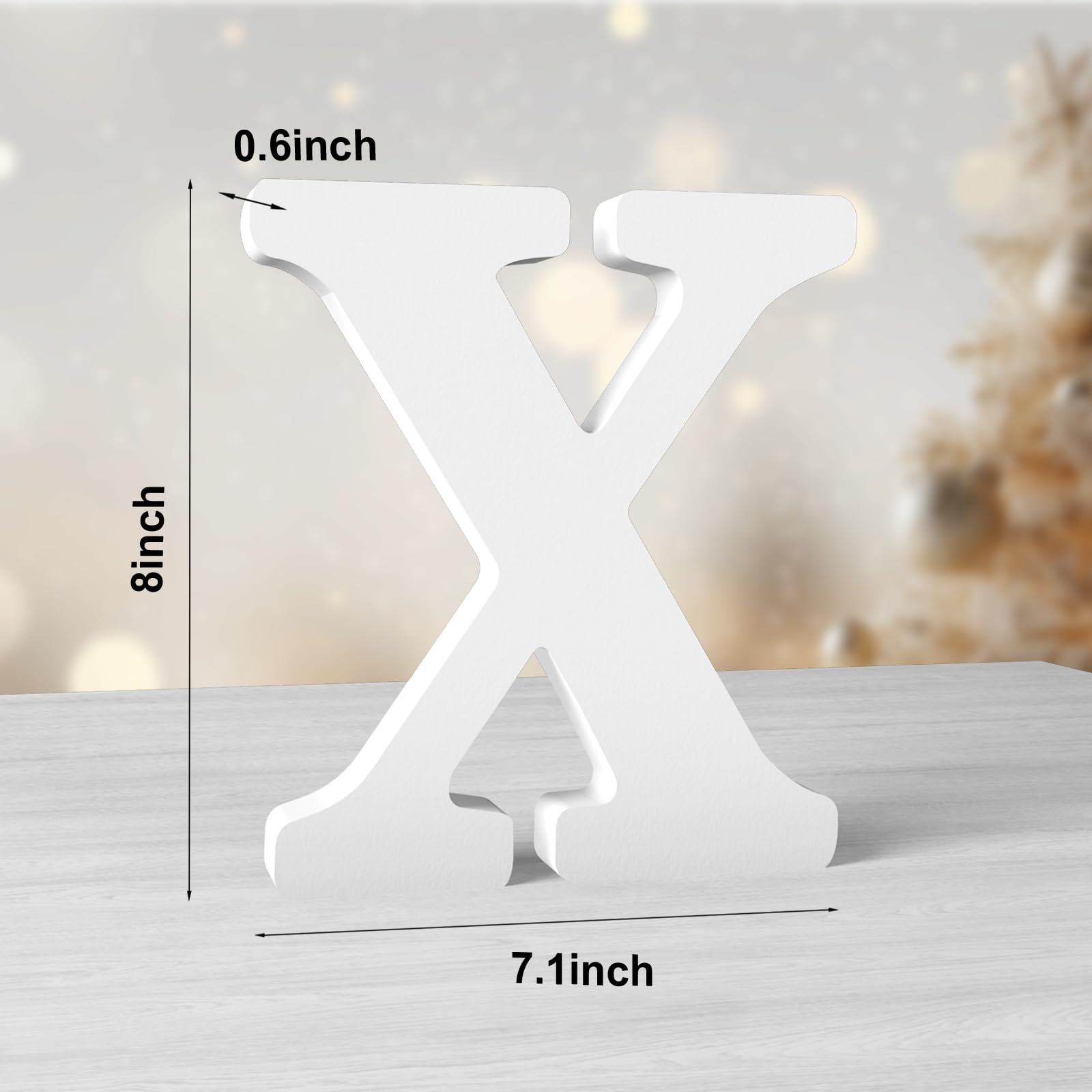 Aruatu 8 Inch White Wood Letters Unfinished Wood Letters for Wall Decor Decorative Standing Letters Large Letters for wall Decoration for Craft Home Party Projects (X) - Image 2