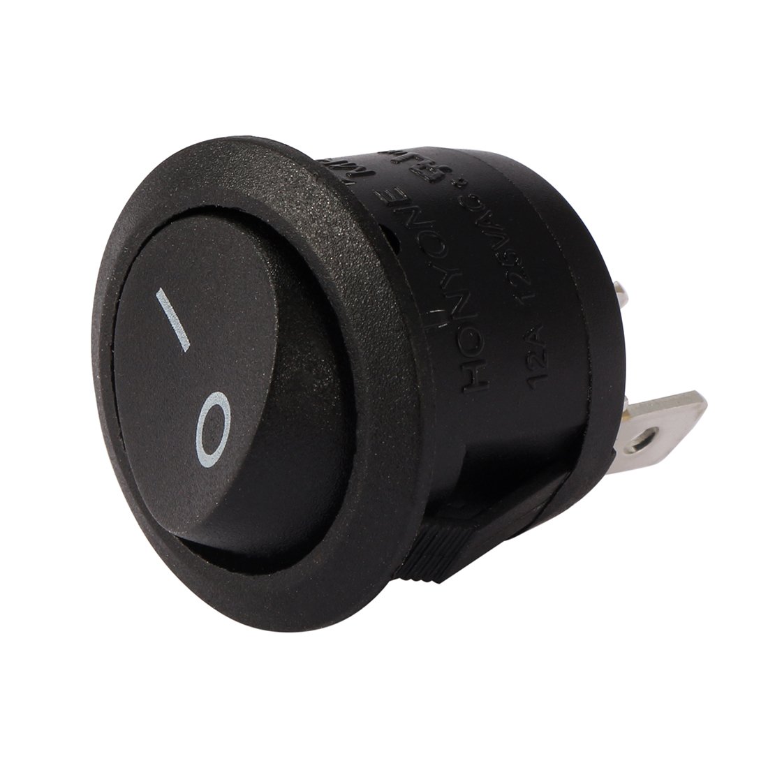 uxcell 10Pcs AC250V/10A 125V/12A 3 Pins SPST Toggle On/Off 2 Position I/O Round Button Boat Rocker Switch