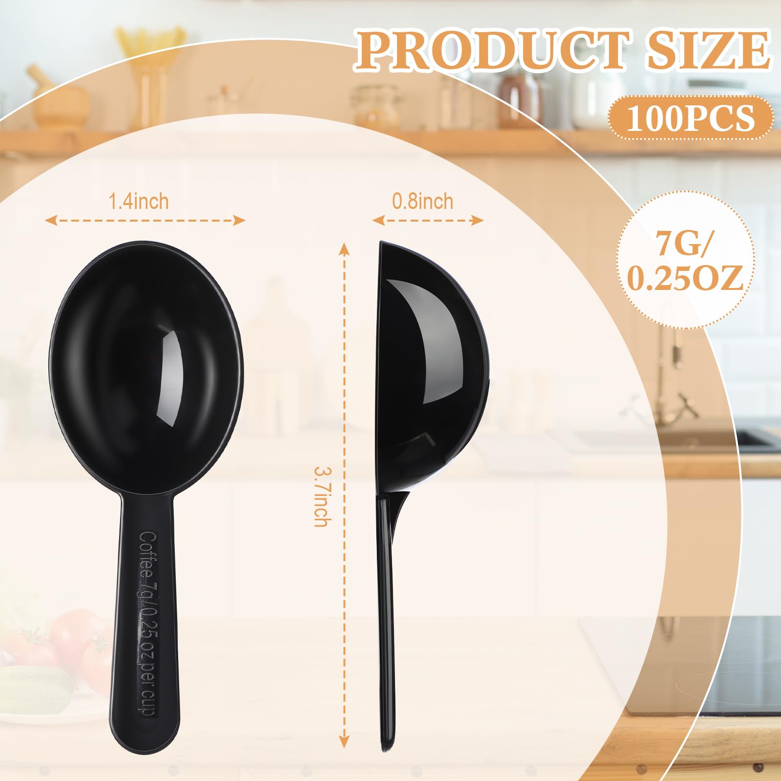 Reallnaive 100 Pcs Plastic Coffee Measuring Spoons - 7 g/ 15 ml Black Coffee Scoop Short Handle Powder & Table Spoon for Tea, Sugar, Cereal, Milk Powder, Spices