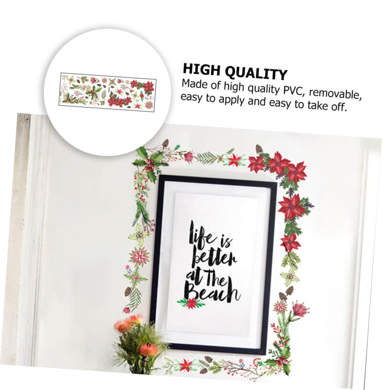 Cabilock 3 Fogli Adesivi Natalizi per Finestre PVC con Motivo Fiori Decorazione Rimovibile per Vetrine e Specchi Perfetti per Festa e Atmosfera Natalizia