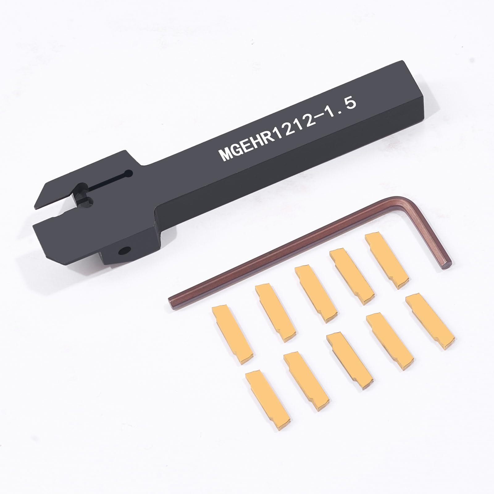 12x12mm Drehmeißel MGEHR1212-1.5 Abstechstahlhalter mit 10 Stück Wendeschneidplatten MGMN150-G für Drehmaschine (MGEHR1212-1.5)