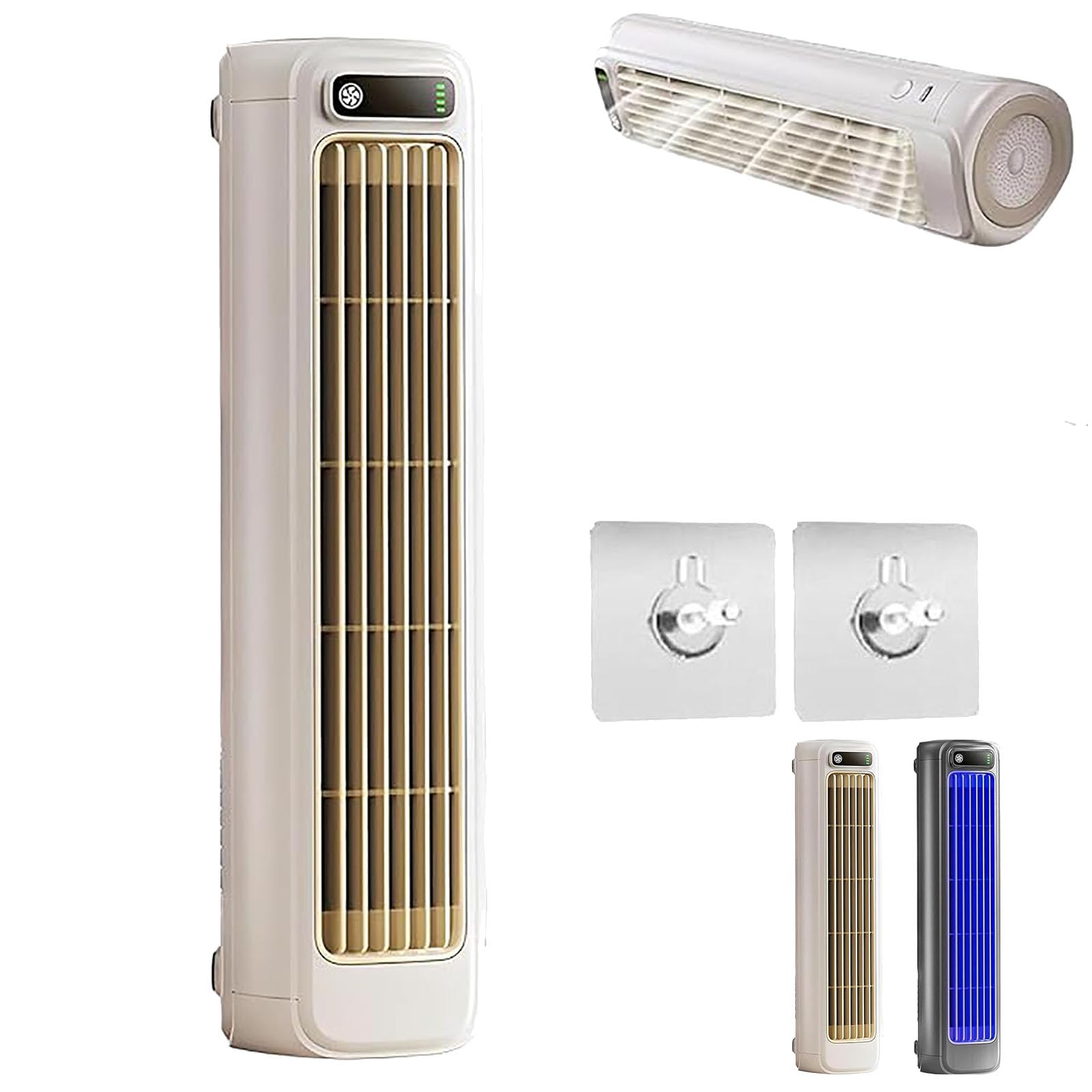 Coolizi Cooling Ace, Cooling Ace Aire acondicionado portátil, 3 modos ajustables y pantalla LED, Ventilador pequeño portátil de montaje en pared para viajes de dormitorio de oficina en casa (Beige)