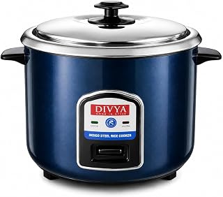 Divya Stainless Steel 1.8L Electric Rice Cooker | Indigo Steel Body Electric Rice Cooker with Steaming Feature