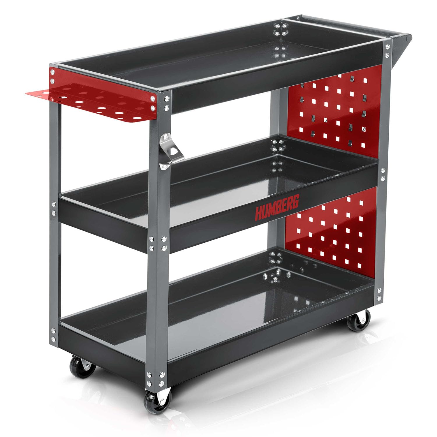 Humberg Carrello portautensili – 3 livelli con 6 ganci – portata fino a 300 kg – acciaio alluminio 80 x 35 x 73 cm