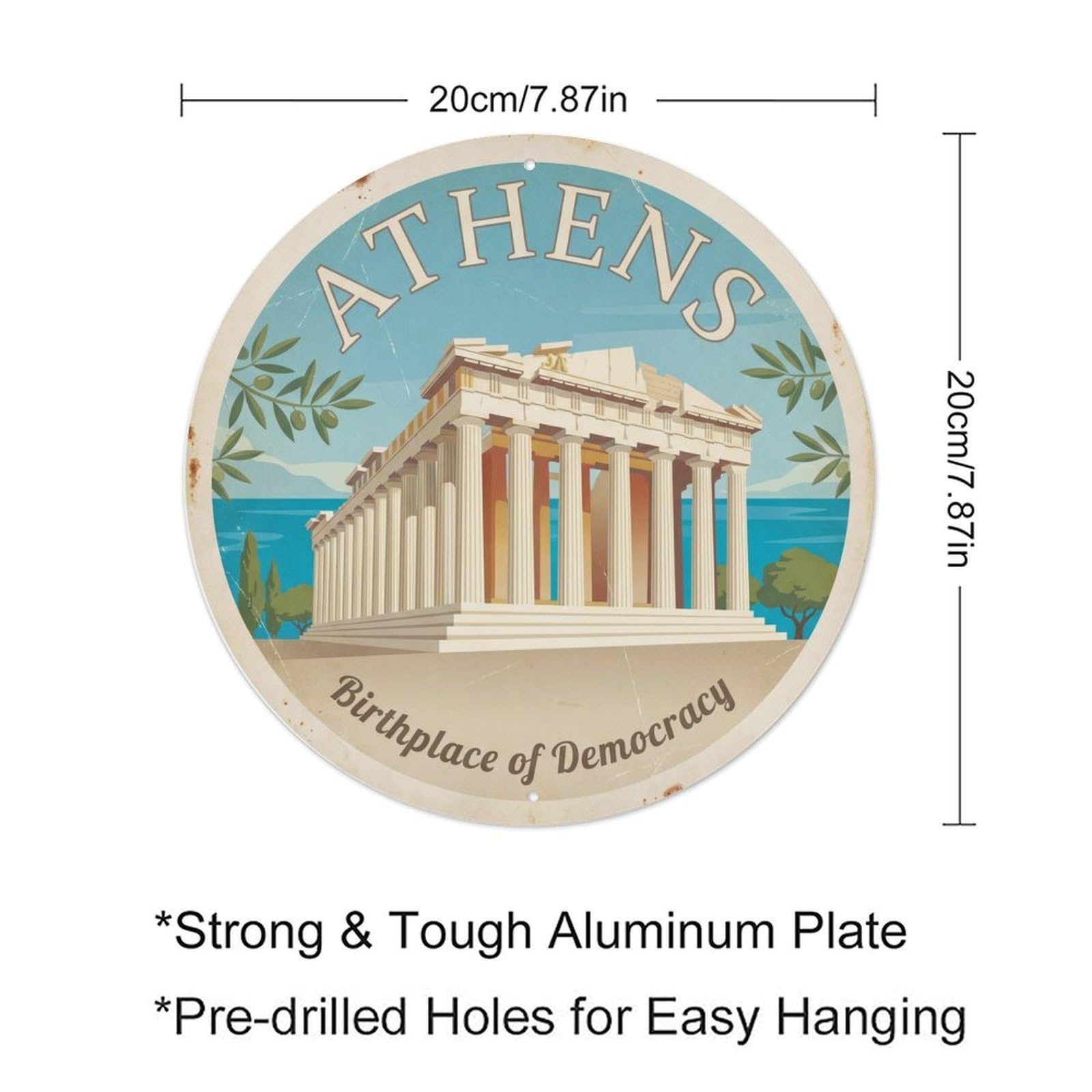 Fqnyr Style Vintage Travel Athens Acropolis Historic Metal Tin Sign