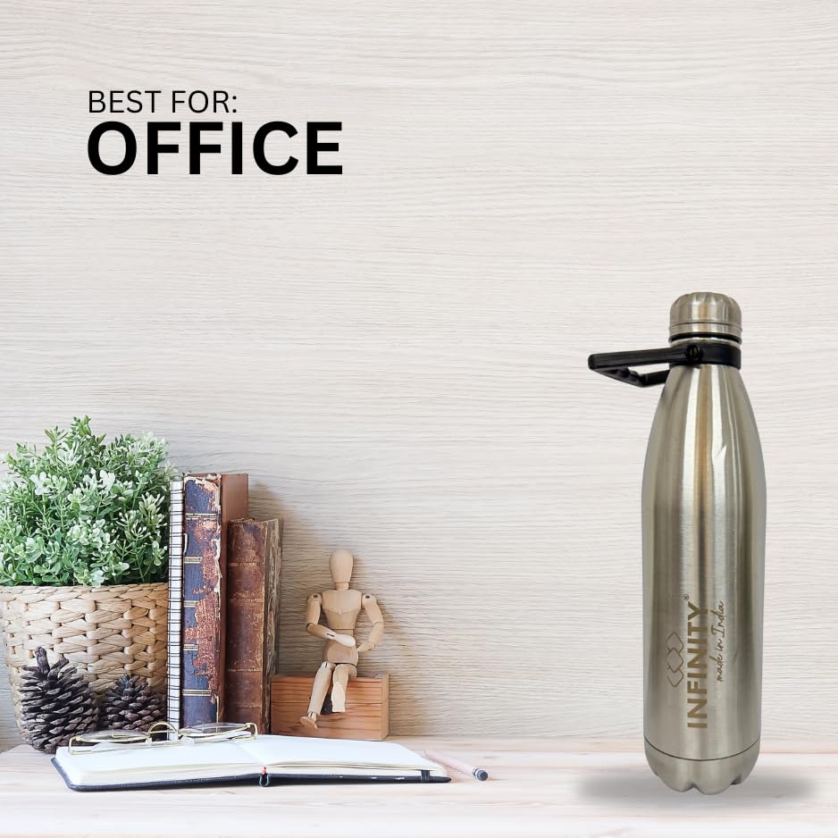 Image of Infinity Ace Vacuum Insulated Stainless Steel Bottle | 24 Hrs Hot & Cold | for Office | Travel | Sports | College | School | 2200 ml Silver Shade | Leak Proof | Lightweight | Sleek Design |