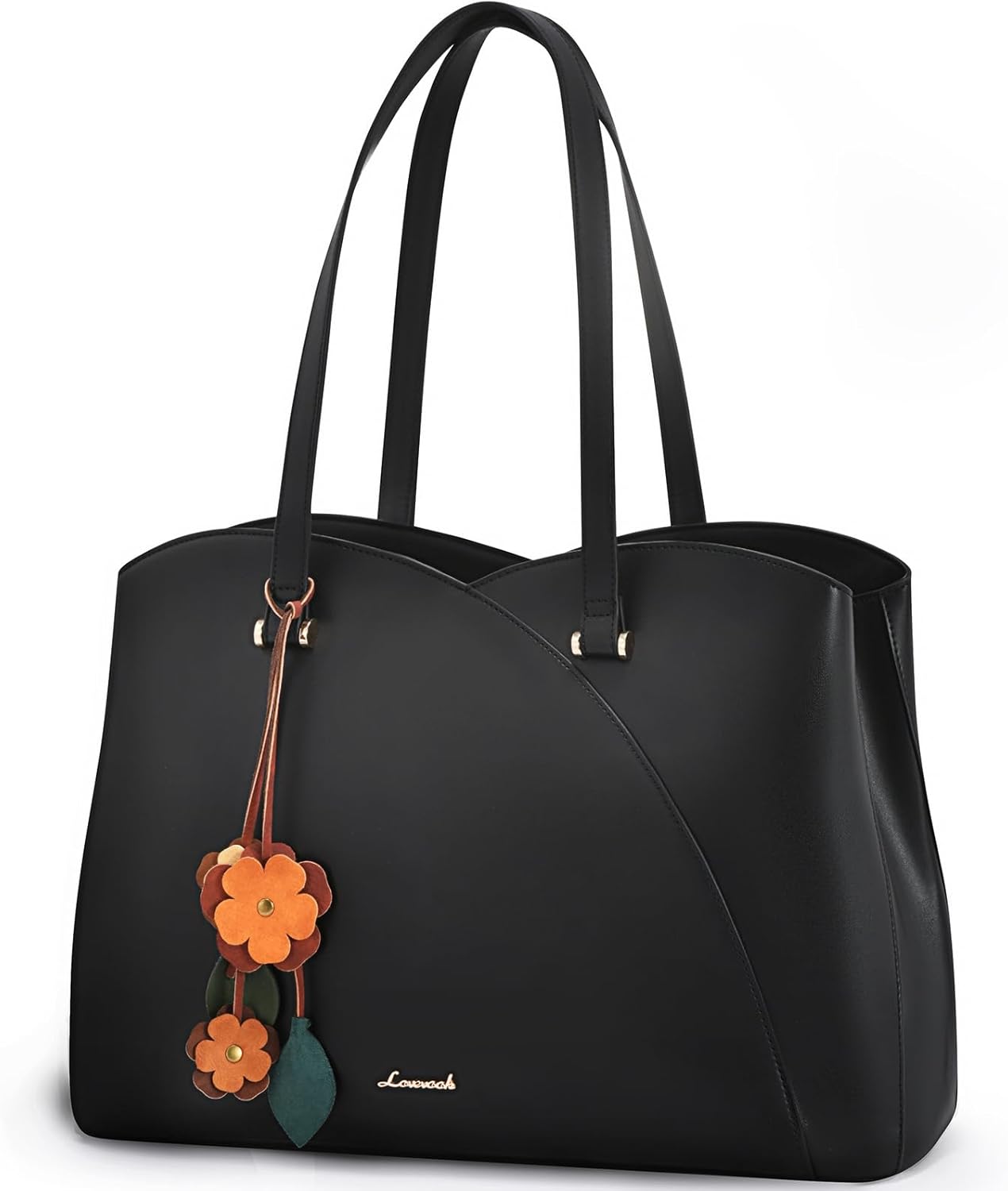 LOVEVOOK Work Laptop Tote Bag for Women, Leather Laptop Bag Teacher Tote Bag, Professional Computer Bag Large Purses Handbag, Fits 15.6 Inch Laptop