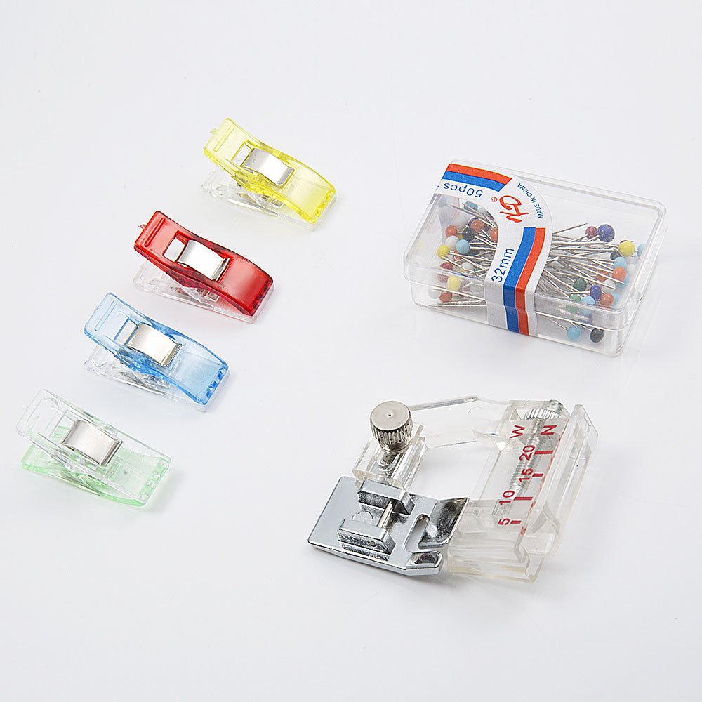 GIONAR Set Di 4 Stampia Nastri Sbieco 6/12/18/25 Mm Con Clip E Aghi - Kit Per Cucito, Quilting E Jersey