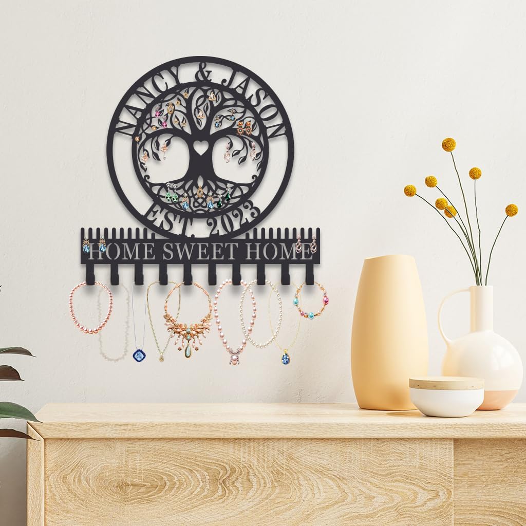 Personalized Tree of Life Earring Jewelry Holder Organizer Wall Mount, Custom Jewelry Organizer Display, Necklace Bracelet Rack, Jewelry Holder Organizer, Earring Holder Organizer
