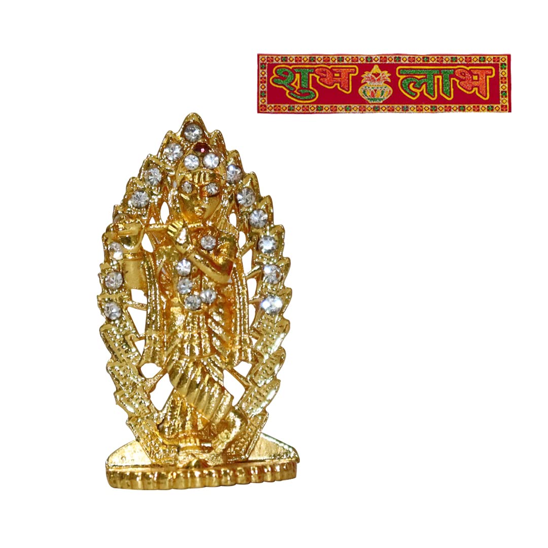 LAKSHMI'S EAGLEIndian Goddess Krishna Statue Religious Sculpture Metal Statue Krishna Figurine Idol Murti Showpiece For Home Table Decoration Free Shubh Labh Door Hanging